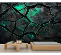 Black Rock Rift Mural Wallpaper, Modern Wall Mural, Abstract Bedroom Wallpaper, Black Crack Murals - 400x280cm (Not Peel n' Stick)
