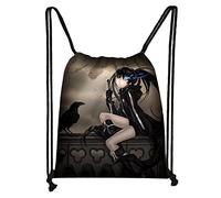 BLACK ROCK SHOOTER Drawstring Backpack Black Gold Saw Dead Master Kuroi Mato Anime Sports Bag Beach Athletic Soccer Ball Knapsack