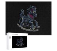 Black Rocking Horse Puzzle Wood Jigsaw Puzzles 500 PCS