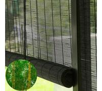 Black Roller Blind Retro Bamboo Blinds,Bamboo Roll Up Window Blind Sun Shade,Natural Outdoor Roller Shades,Bamboo Light Filtering Roman Shades,Blackout Roller Blinds (80×150cm/31×59in)