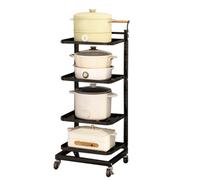 Black Rolling Kitchen Cart - Space-Saving Storage for Fruits & Vegetables - 4-Tier Shelving nizer - Versatile Kitchen Utility Rack - Perfect for Small Spaces