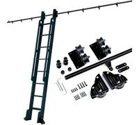 Black Rolling Library Ladder Hardware Kit (No Ladder), Heavy Duty Carbon Steel 3.3ft-24ft Round Tube Sliding Track Full Set for Home Loft Study Closet Attic(10ft/300cm Track kit)