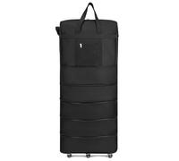 Black Rolling Luggage with Wheels Unisex Expandable Folding Oxford Trolley Suitcase Travel Bag for Women Men Weekend Trip for Travel(45inch)