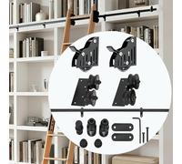 Black Rolling Sliding Library Ladder Hardware Kit (No Ladder) 3.3ft-24ft Heavy Duty Carbon Steel Track Rail Full Set for Home/Bookstore/Office/Loft(8ft/244cm Track kit)