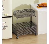 Black Rolling Storage Cart Metal & Steel nizer for Kitchen Bathroom Living Room & Balcony Multi-Purpose Utility Trolley Space-Saving Design Easy Mobility