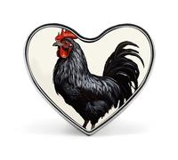 Black Rooster Custom Button Pin Metal Round Badge for Clothes Hats Backpacks Farm Animal Gift