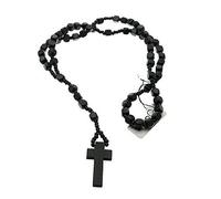 Black Rosary Bead Wooden Necklace IN3236