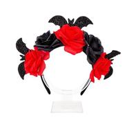 Black Rose Bat Headband, Gothic Floral Bat Hair Crown Costume Headpiece (Dark purple, 21CM)