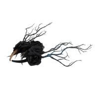 Black Rose Branch Halloween Headband Gothic Plume Party Prop