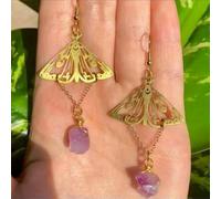 Black Rose Butterfly Earrings Gothic Pattern Hollow Moth Earrings Jewelry Gift-9#Gold Moth