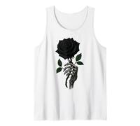 Black Rose Flower Skeleton Hand Goth Tank Top
