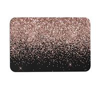 Black Rose Gold Blush Pink Glitter Glam Bath Mat Non-Slip Quick Drying Floor Mat Super Absorbent Fit Underdoor Mat for Shower Bathroom Sink Floor Rug20 x32