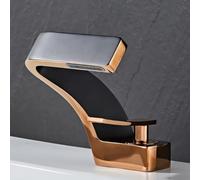 Black & Rose Gold Brass Bathroom Sink Taps Single Lever Waterfall Basin Mixers Modern Tap for Stylish Bathroom Decor and Easy to Install