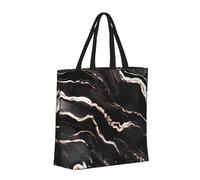 Black Rose Gold Marble Basic Models Tote Bag With Zipper With Inner Pockets,Laptop Work Tote Bag For Sport,Travel
