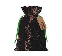 Black Rose Gold Marble Christmas Drawstring Sack Gift Bag, Lightweight And Cute In Design