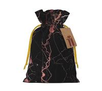 Black Rose Gold Marble Christmas Drawstring Sack Gift Bag, Lightweight And Cute In Design