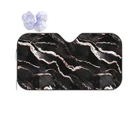 Black Rose Gold Marble Print Car Sunshade For Windshield, Car Sunshade For Most Cars With Suction Cups