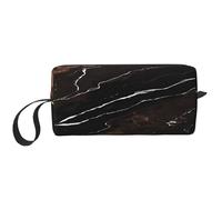 (Black Rose Gold Marble) Print Compact Travel Pouch - Lightweight Handheld Organizer, 600d Oxford Fabric & Foam Padding, Gym Essentials