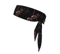 Black Rose Gold Marble Print Head Tie Headbands, Ninja Karate Tie, Athletic Sweatbands,Sweat Wicking Workout Head Band