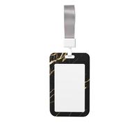 Black Rose Gold Marble Print Id Badge Holder Sliding Card Holder Vertical Card Protector Cover Case Teacher Lanyard for Office Women Men