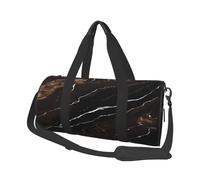 (Black Rose Gold Marble) Print Round Large Travel Bag - Multi-Compartment Organizer Lightweight for Trips & Sports