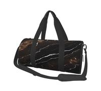 (Black Rose Gold Marble) Print Round Large Travel Bag - Multi-Compartment Organizer Lightweight for Trips & Sports