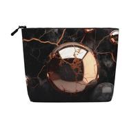 Black Rose Gold Marble Print Travel Makeup Bag | For Storing Cosmetics,Writing Tools And Daily Small Objects