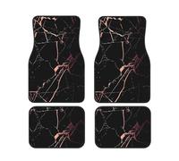 Black rose gold Marble Printed car floor mats, front and rear, 4-piece set suitable for most cars, trucks, and vans