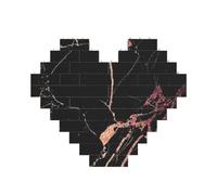 Black rose gold Marble Printed Jigsaw Puzzle 10.8x12.8 CM, Heart-Shaped Puzzle Challenging Game for Adults, Fun Decorative Wall Decor