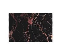 Black Rose Gold Marble Printed Placemat Set 6 Pcs, Faux Linen Dining Placemats & Table Mats - Heat-Resistant, Non-Slip Coasters