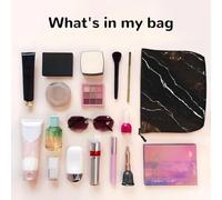 Black Rose Gold Marble - Themed Makeup Bag - Waterproof Hemp Cosmetic Pouch for Travel, Daily Use & Gifts (9.5x6.7x2in)