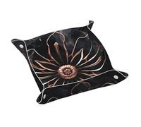 Black Rose Gold Marble1 Print Leather Valet Tray, Desktop Storage Organizer for Men, Jewelry Organizer, Decorative Tray