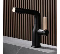 Black & Rose Gold Pull Down Kitchen Faucet 2 Mode Water Flow Brass Construction Hot & Cold Mixer Modern Design for Sink Grifos Cocina Fregadero Extraible