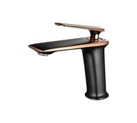 Black Rose Gold Wash Basin Taps Bathroom Faucets Hot Cold Water Sink Tap Mixer (Black-Rose Gold)