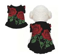 Black Rose L Pet Apparel for Small Dogs-Cute Summer Outfit for Puppy, Soft Breathable Pet Clothes for Cat