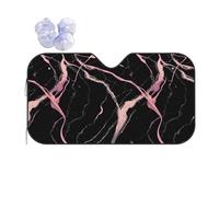 Black Rose Marble Print Car Sunshade For Windshield, Car Sunshade For Most Cars With Suction Cups