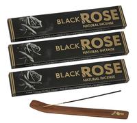 Black Rose Natural Incense Sticks - 3 Packs with JRose Incense Stick Burner | Aromatic Floral Scent | Meditation, Relaxation, Home Fragrance | Natural, Hand-Rolled Sticks