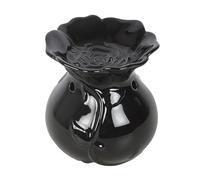 Black Rose Oil Burner | Ceramic Tealight Holder in Sculpted Rose Design | Gothic Home Fragrance Burner for Essential or Fragrance Oils | Dark Romantic Decor Gift