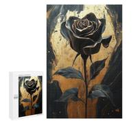 Black Rose On Gold Marble - Wooden Brain Teaser for Adults, 1000 PCS, Winter Gift; for Couples, Friends And Family
