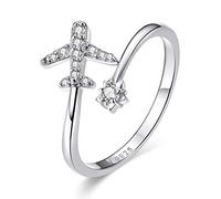 Black Rose Open Rings Aesthetic Heart Plane 925 Sterling Silver Adjustable Finger Ring Feaf Moon Star Black Dainty Band Rings Jewelry for Women Couple Gift, Metal, Cubic Zirconia