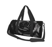 Black Rose Printed Canvas Travel Duffel Bag - Gym Sports Bag with Large Capacity for Weekend Business Travel