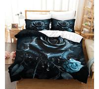 Black Rose Three-dimensional Printing Bedding Bedroom Set Black Rose Quilt Cover Superior Microfiber Pillow Slip Included Soft And Easy to Maintain Double（200x200cm）