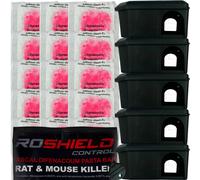 (Black) Roshield 5 Mouse Bait Boxes & 150g Pasta Poison Kit