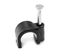 Black Round 9mm Cable Clips, Pack of 20, Maximum Cable Diameter 9mm