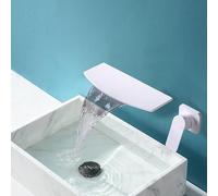 Black Round All Copper Wall-Mounted Bathtub Basin Faucet, Waterfall Hot and Cold Water Faucet, Washbasin Fixture