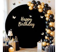 Black Round Backdrop Cover 7.2FT Black Circle Arch Backdrop Cover Baby Shower Birthday Party Balloon Wedding Photo Background Circle Round Arch Stand Cover Fabric Spandex