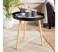 Black Round Coffee Accent Side Table Living Room Furniture