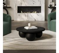 Black Round Coffee Table with Ball Feet - Kenji