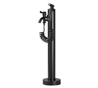 Black Round Column with Faucet, Freeze Proof Outdoor Spigot Floor Mount Yard Hydrant Vertical Water Tap Post for Gardening and Lawn Care, Stainless Steel(C,Height: 95cm/37.4in)