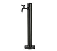 Black Round Column with Faucet, Freeze Proof Outdoor Spigot Floor Mount Yard Hydrant Vertical Water Tap Post for Gardening and Lawn Care, Stainless Steel(B,Height: 60cm/23.6in)